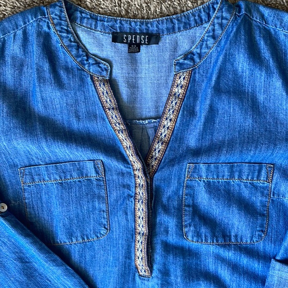 Spense Woman Women's 3/4 Roll Tab
Sleeve Dress 1/4 Button Denim Size 8 - Picture 3 of 7